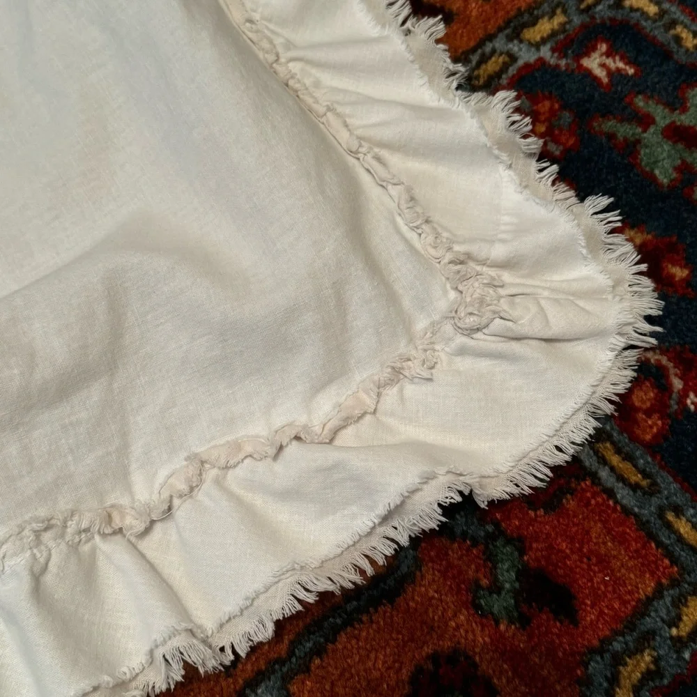Simply Shabby Chic Linen/Cotton Raw Edge Ruffled Duvet Set - FULL/QUEEN
